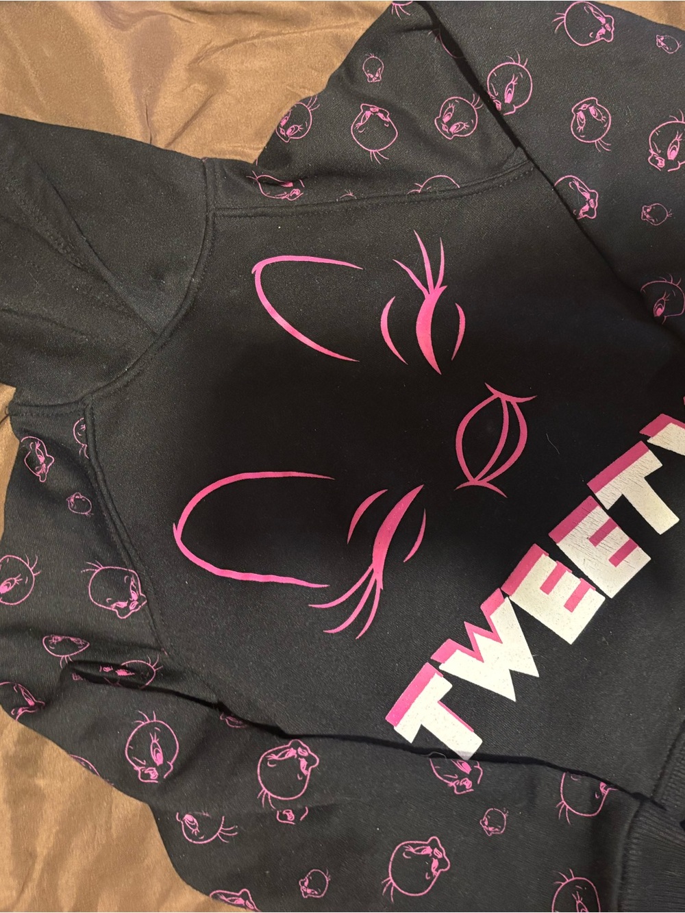 Tweety Black & Pink Kids Hoodie